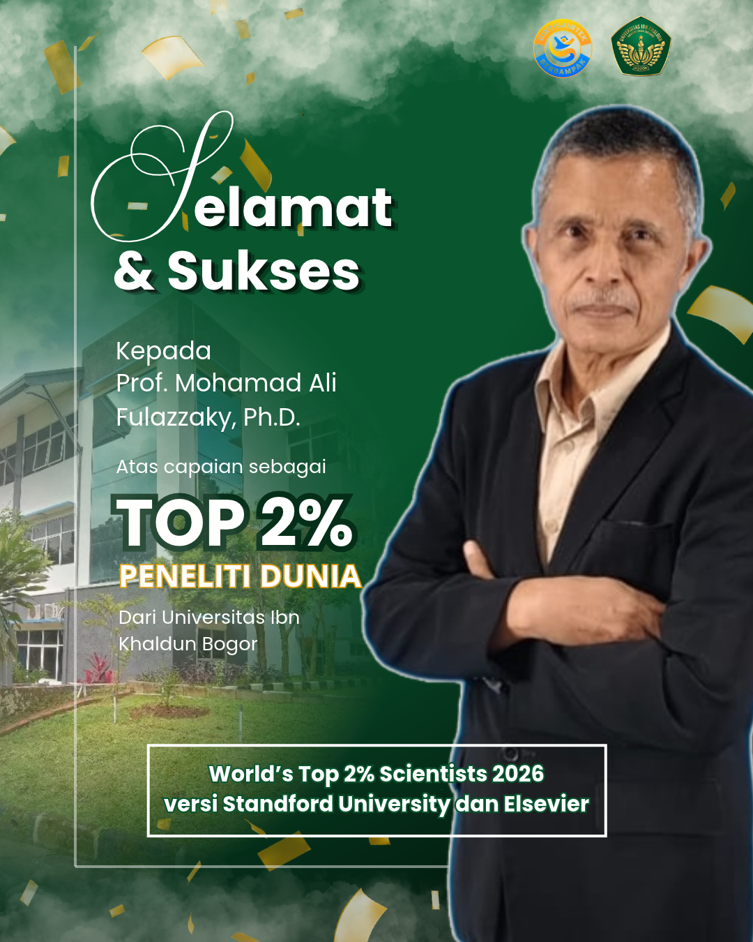 Prof. Mohamad Ali Fulazzaky, Ph.D., Peneliti UIKA Bogor Masuk Daftar World’s Top 2% Scientists 2026 